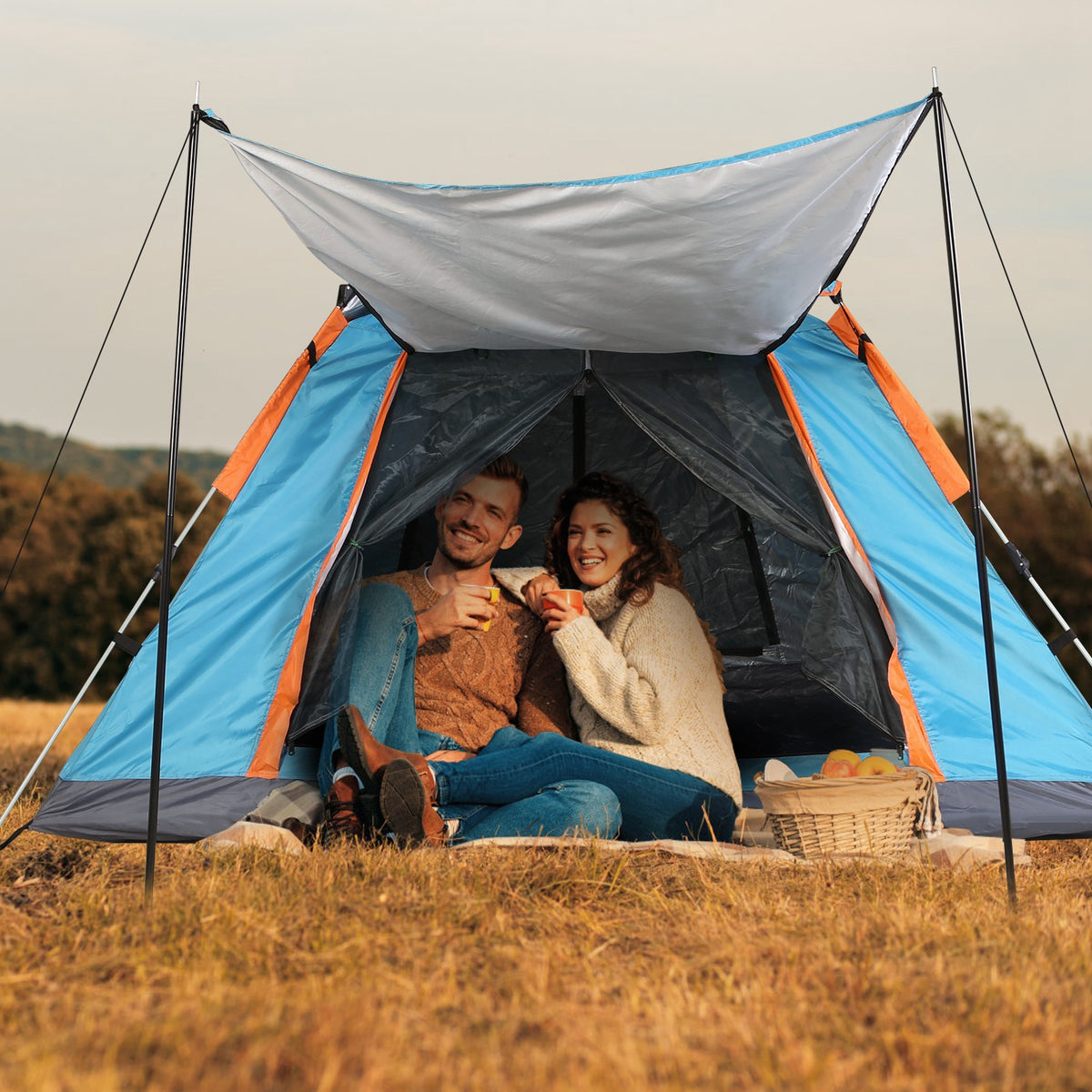 1Pc 4-5 Person Camping Tent With 2 Mosquito Nets Windows Carry Bag Waterproof 7.05x7.05x4.46ft For Hiking Climbing Adventure Fishing Fedex Shipping — product image 10