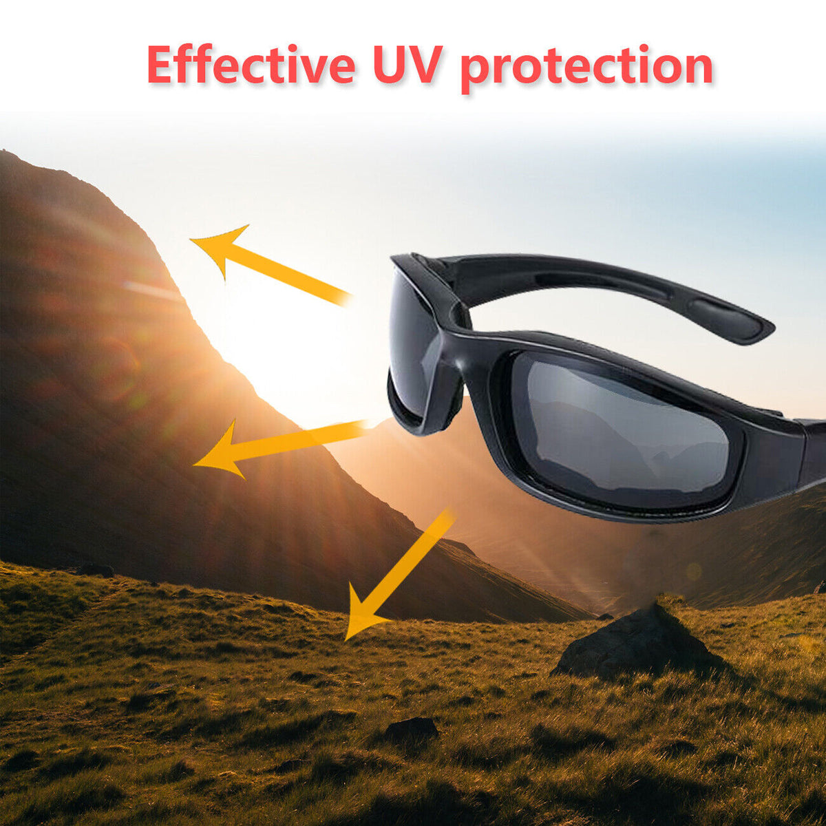 Cycling Sunglasses Chopper Outdoor Sports Glasses For Men Wrap Around UV400 Protection For Fishing Driving Glasses Windproof Gray Lens — product image 12