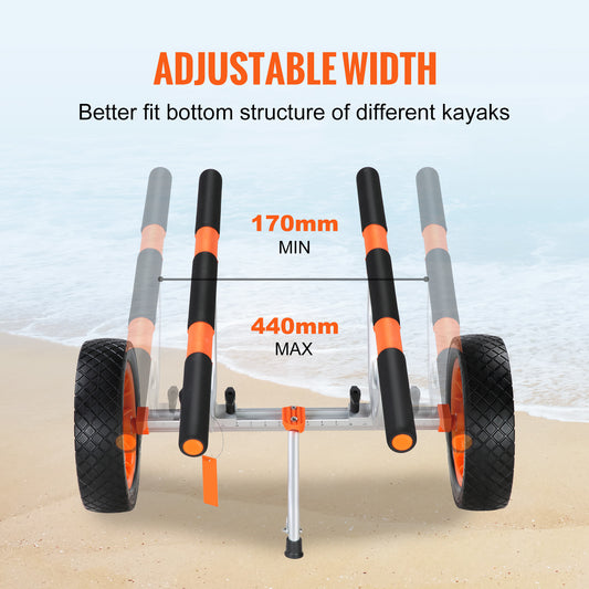 VEVOR Heavy Duty Kayak Cart, 450lbs Load Capacity, Detachable Canoe Trolley Cart With 12'' Solid Tires, Adjustable Width & Nonslip Support Foot, For Kayaks Canoes Paddleboards Float Mats Jon Boats — product image 1