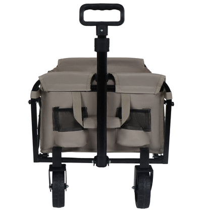 Expandable Dual- Layer Utility Wagon With 100 Extra Space - Grocery Cart For Camping Shopping Sports Gardening Fishing Supports 225lbs Beige — product image 3