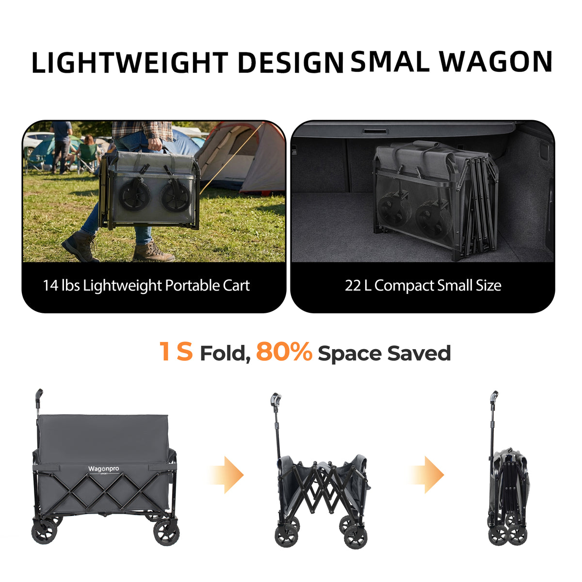 Upgraded 5x2 Wide Wheels- Expandable Dual- Layer Utility Wagon With Extra Space 220lbs Capacity Grocery Cart For Camping Shopping Sports Gardening Fishing Gray — product image 4