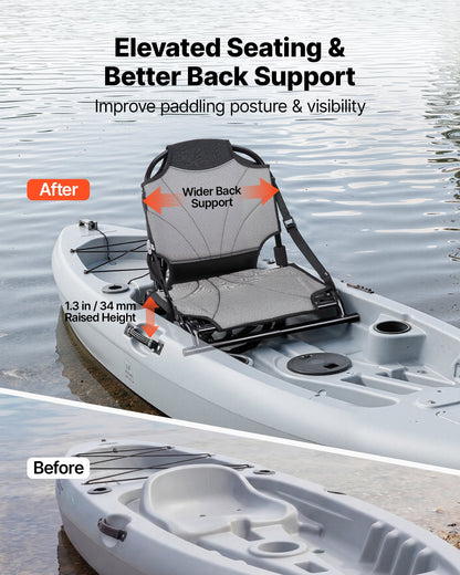 Kayak Seat, 1 Pack 1.3" Raised Height, Universal Foldable Canoe Seat With Adjustable Back Support, Adjustable Straps, And Aluminum Alloy Frame For Sit-on-Top/Fishing/Inflatable Kayaks & Canoes — product image 2