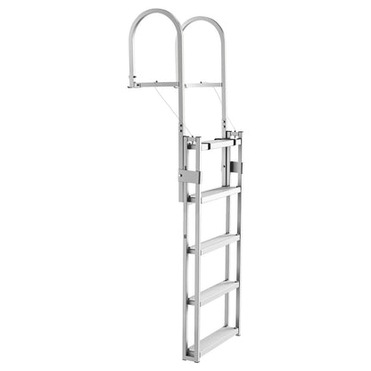 Retractable Dock Ladder, 5 Steps, Aluminum Alloy Pontoon Boat Swim Ladder, With Non-Slip Wide Steps, 350 Lbs Weight Capacity, Adjustable Height, For Lake Swimming, Pool, Boat, Marine Boarding — product image 1