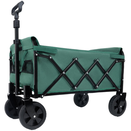 Expandable Dual- Layer Utility Wagon With Extra Space - Grocery Cart For Camping Shopping Sports Gardening Fishing Supports 225lbs Green — product image 2