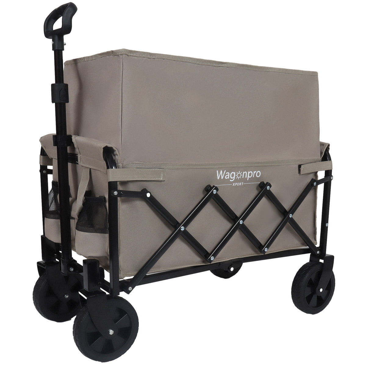 Expandable Dual- Layer Utility Wagon With 100 Extra Space - Grocery Cart For Camping Shopping Sports Gardening Fishing Supports 225lbs Beige — product image 9