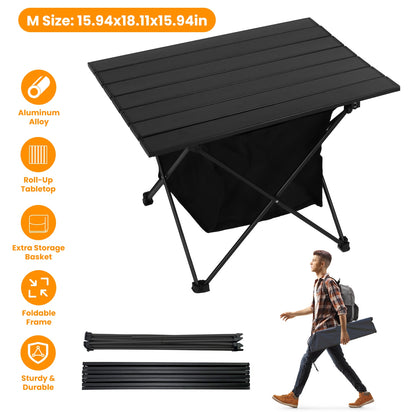 1Pc Foldable Camping Table With Storage Basket Rustproof Portable Aluminum Alloy Roll-Up Camping Table With Carrying Bag For Camping Hiking BBQ Picnic Fishing Fedex Shipping — product image 7