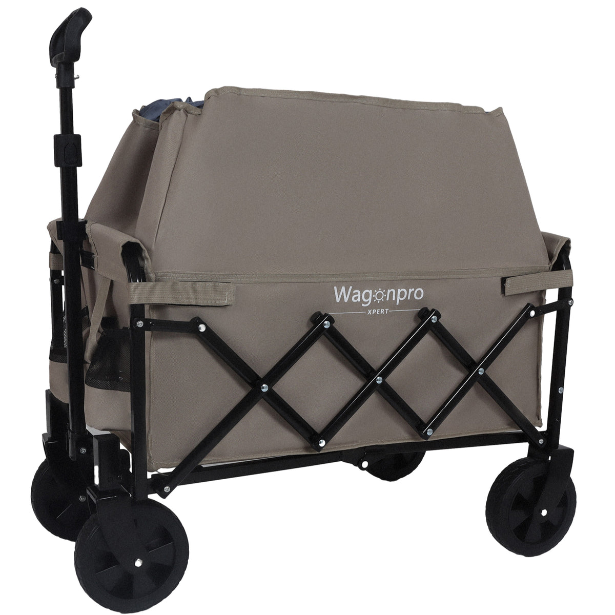 Expandable Dual- Layer Utility Wagon With 100 Extra Space - Grocery Cart For Camping Shopping Sports Gardening Fishing Supports 225lbs Beige — product image 12