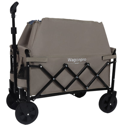 Expandable Dual- Layer Utility Wagon With 100 Extra Space - Grocery Cart For Camping Shopping Sports Gardening Fishing Supports 225lbs Beige — product image 12