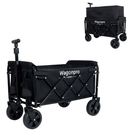Expandable Dual- Layer Utility Wagon With Extra Space - 225lbs Grocery Cart For Camping Shopping Sports Gardening Fishing Black — product image 2