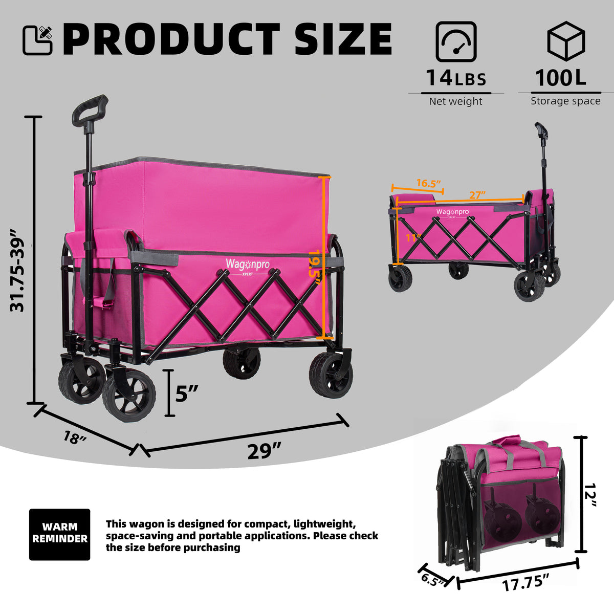 Upgraded 5x2 Wide Wheels- Expandable Dual- Layer Utility Wagon With Extra Space 220lbs Capacity Grocery Cart For Camping Shopping Sports Gardening Fishing — product image 10