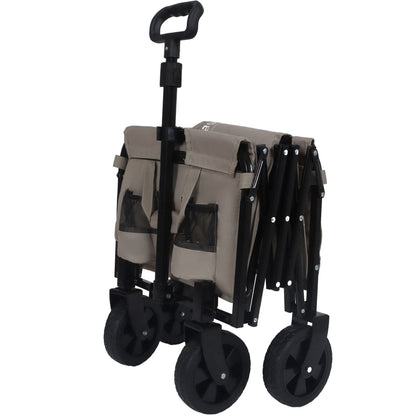 Expandable Dual- Layer Utility Wagon With 100 Extra Space - Grocery Cart For Camping Shopping Sports Gardening Fishing Supports 225lbs Beige — product image 14