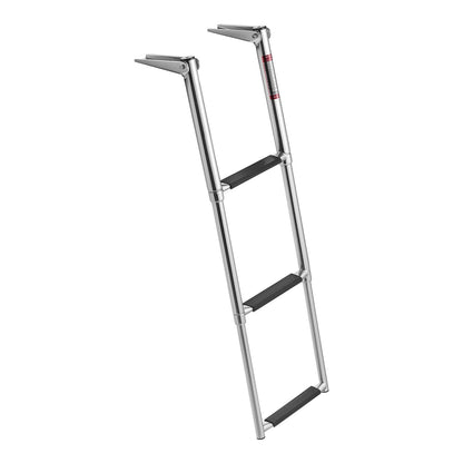 Boat Ladder, 3 Steps, Stainless Steel Telescoping Folding Swim Deck Ladder For Rear Entry Inboard, Heavy Duty 600 Lbs Capacity With Wide Anti-Slip Steps, For Outboards, Yacht, Pontoon Boats — product image 1