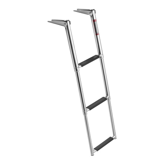 Boat Ladder, 3 Steps, Stainless Steel Telescoping Folding Swim Deck Ladder For Rear Entry Inboard, Heavy Duty 600 Lbs Capacity With Wide Anti-Slip Steps, For Outboards, Yacht, Pontoon Boats — product image 1