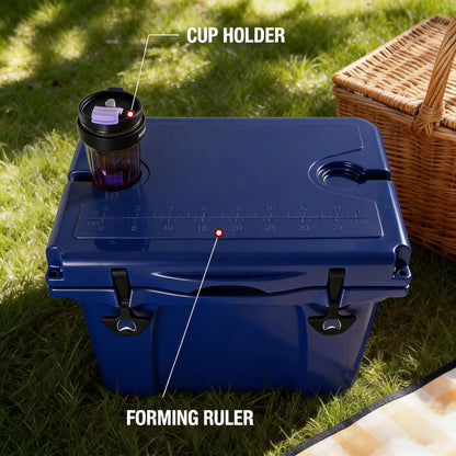 25QT Portable Cooler, Insulated Hard Cooler With Bottle Opener, Cup Holder, Forming Ruler, Travel, Beach, Camping, Fishing — product image 8