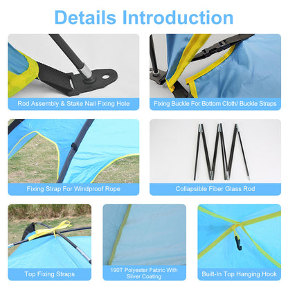 1Pc 4-6 Person Beach Tent Canopy With 3 Door Openings Carry Bag UPF50 Waterproof For Beach Picnic Camping Hiking Adventure Fishing — product image 6