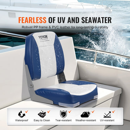 Boat Seat, 18.9" Low Back Boat Seat, Folding Boat Chair With Thickened Sponge Padding And Hinge, Fold-Down Boat Captain Chair For Fishing Boat, Sightseeing Boat, Speedboat, Canoe, 1-Piece — product image 4