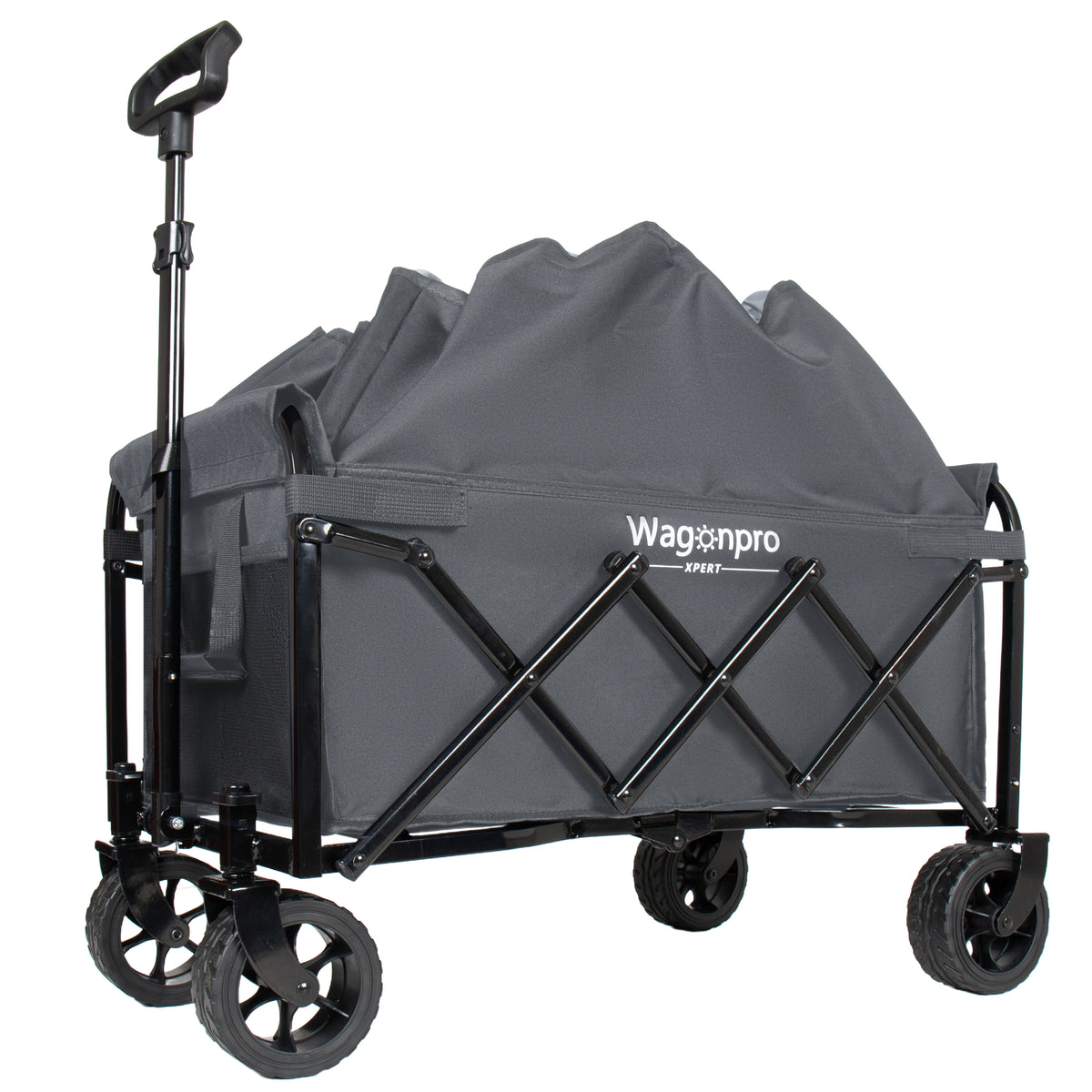 Upgraded 5x2 Wide Wheels- Expandable Dual- Layer Utility Wagon With Extra Space 220lbs Capacity Grocery Cart For Camping Shopping Sports Gardening Fishing Gray — product image 6