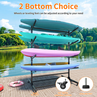 82 H Kayak Storage Rack, Heavy Duty Freestanding Kayak Storage Rack -Adjustable 8 Kayak Stand With Wheels For Garage, Indoor & Outdoor Use, 58 Dx45.9 Wx82.3 H — product image 10