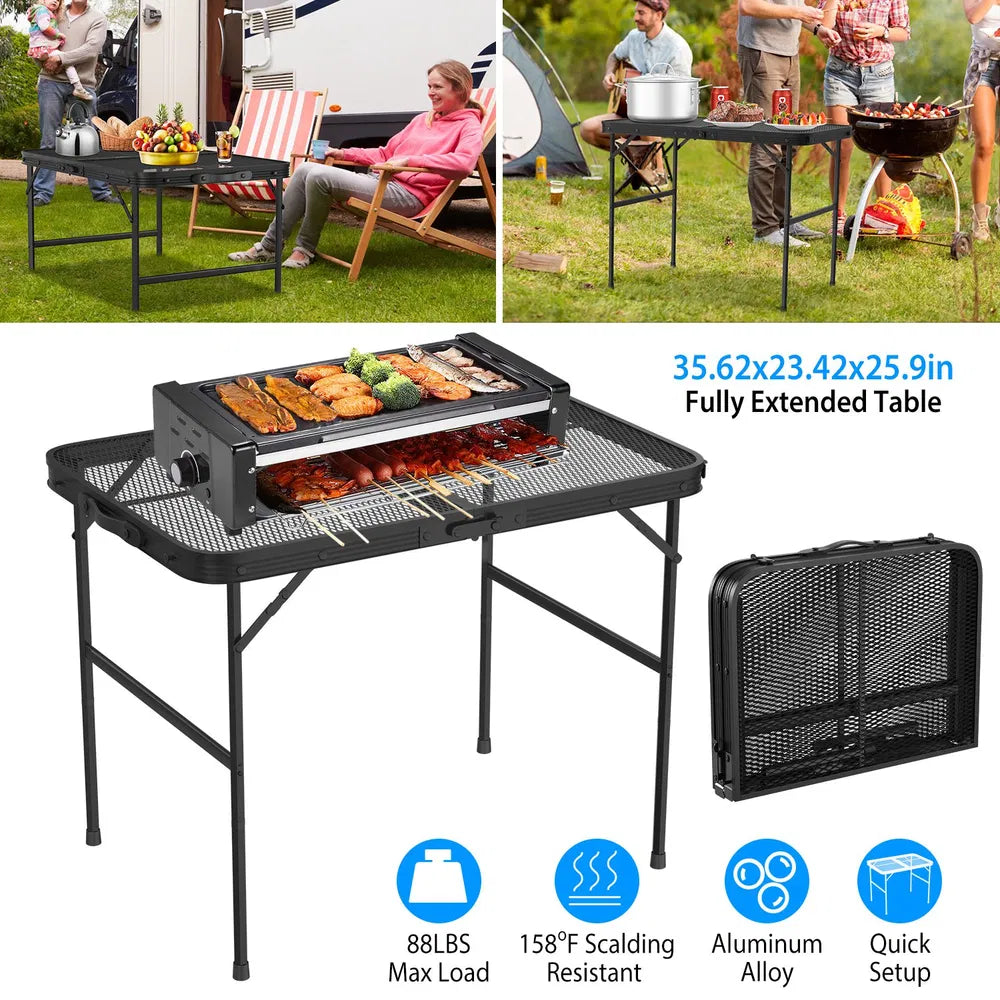 Lightweight Folding Camping Table, 16.15in-25.9in Adjustable Height, 88 Lbs Weight Capacity, Portable Outdoor Table for Backyard, BBQ, Fishing, Camping and Picnic — product image 12
