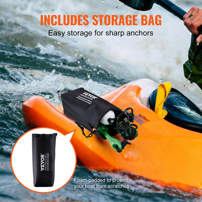Kayak Anchor Kit, 3.5 Lb Paddle Board Anchor Kit With 26.2 Ft/8 M Rope And Buoy, Folding Small Boat Anchor With Storage Bag And Snap Hook, Kayak Accessories For Kayaks, Small Boats, Canoes — product image 5