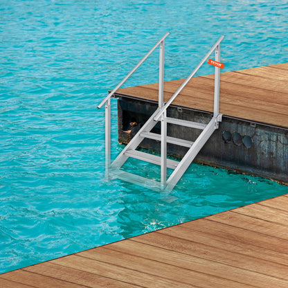 Dock Ladder 4 Step, Dock Stairs 30''-38'' Adjustable Height, 500 Lbs Load Capacity, Aluminum Pontoon Boat Ladder With Dual Handrails & Nonslip Rubber Mat For Ship/Lake/Pool/Marine Boarding — product image 6