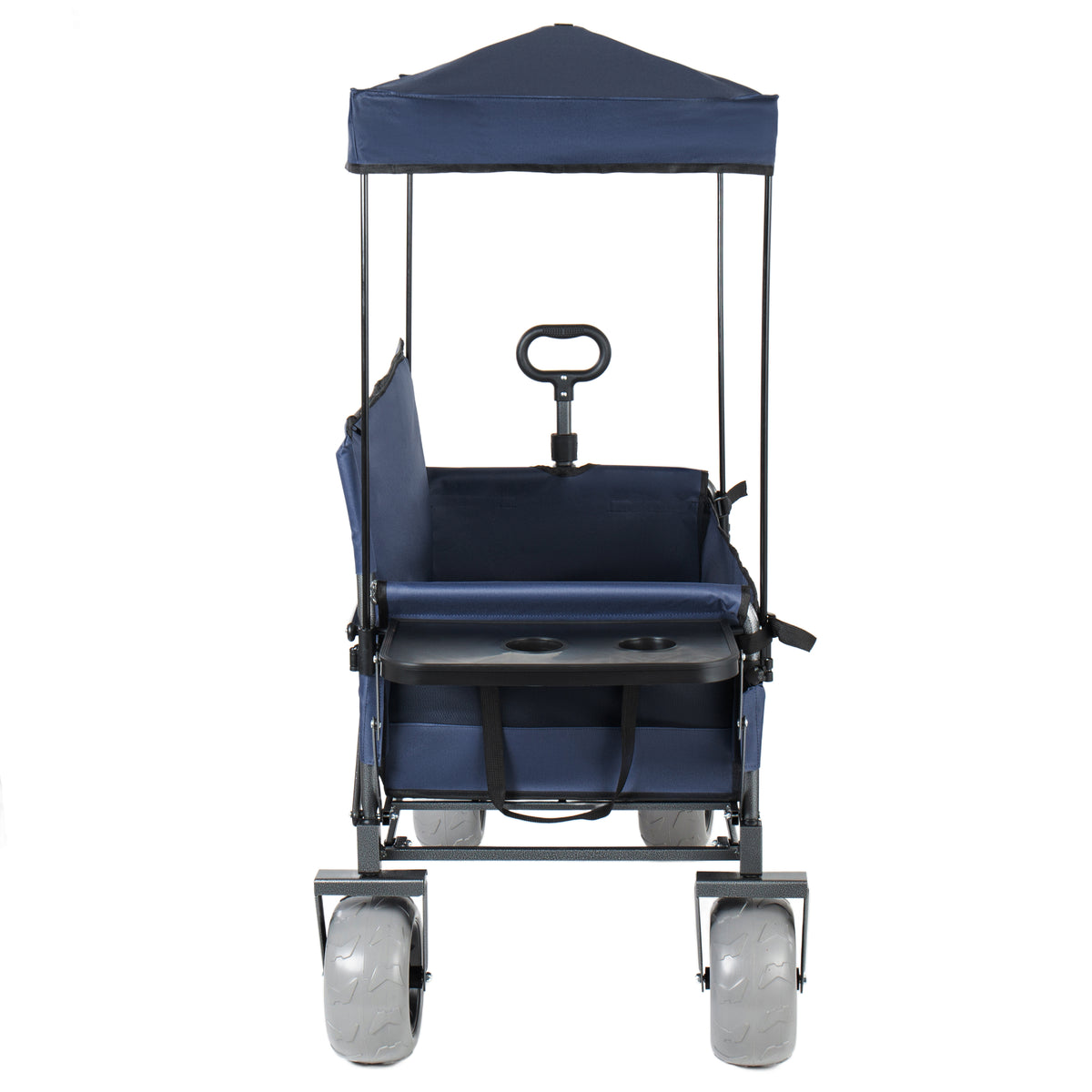 3-in-1 Collapsible Wagon Converts To Bench Convertible Folding Wagon Cart With Canopy &Rear-Mounted Folding Tabletop 500lbs Heavy-Duty 180L Capacity For Camping Beach Garden Fishing Dark Blue — product image 10