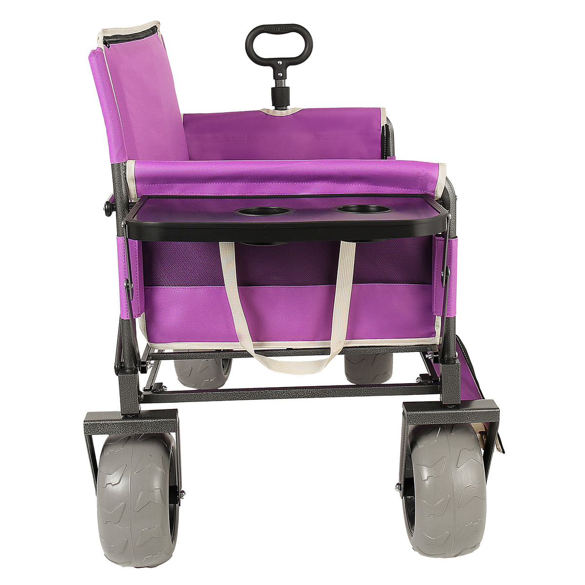 3- In- 1 Collapsible Wagon Converts To Bench Convertible Folding Wagon Cart With Rear- Mounted Folding Tabletop 500lbs Heavy- Duty 180L Capacity For Camping Beach Garden Fishing- Purple — product image 8