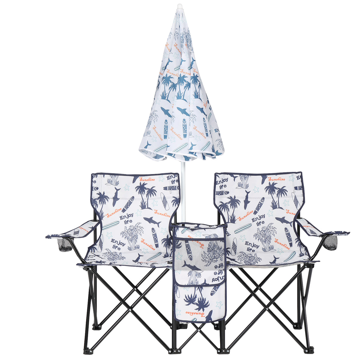 59x19.6x31in, Coconut Tree Pattern, Fishing Chair With Parasol, Camping Chairs — product image 4