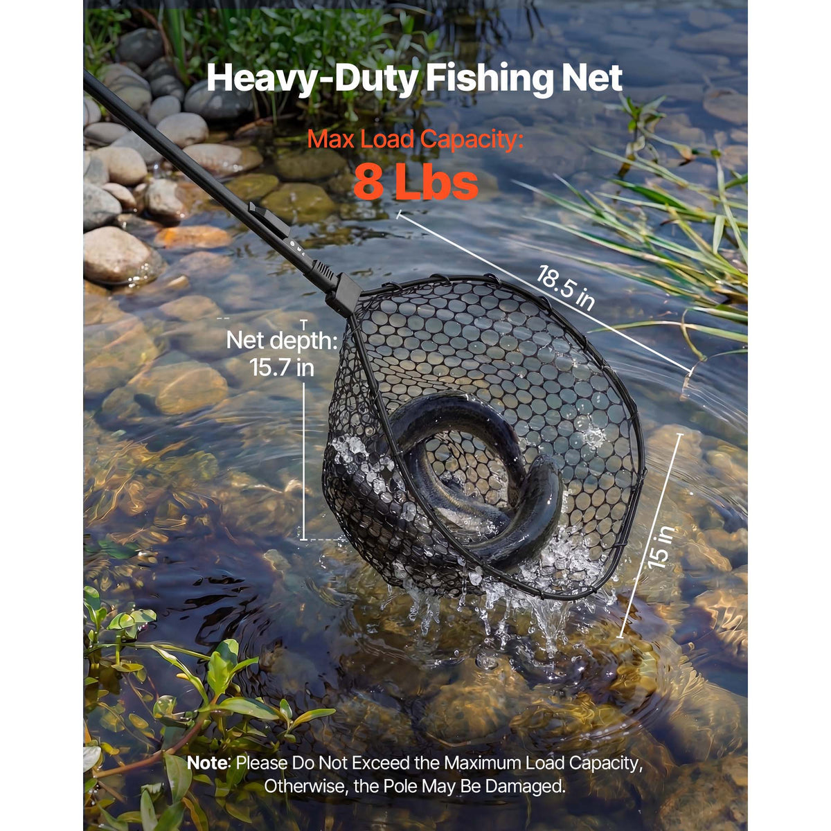 Fishing Net, Foldable Landing Nets With Telescopic Handle, Portable Lightweight And Stronger 6063 Aluminum Fish Gear, Soft Silicone Fish-Friendly Mesh, For Kayak, Boat, Bank, Pond, Gifts For Men — product image 5