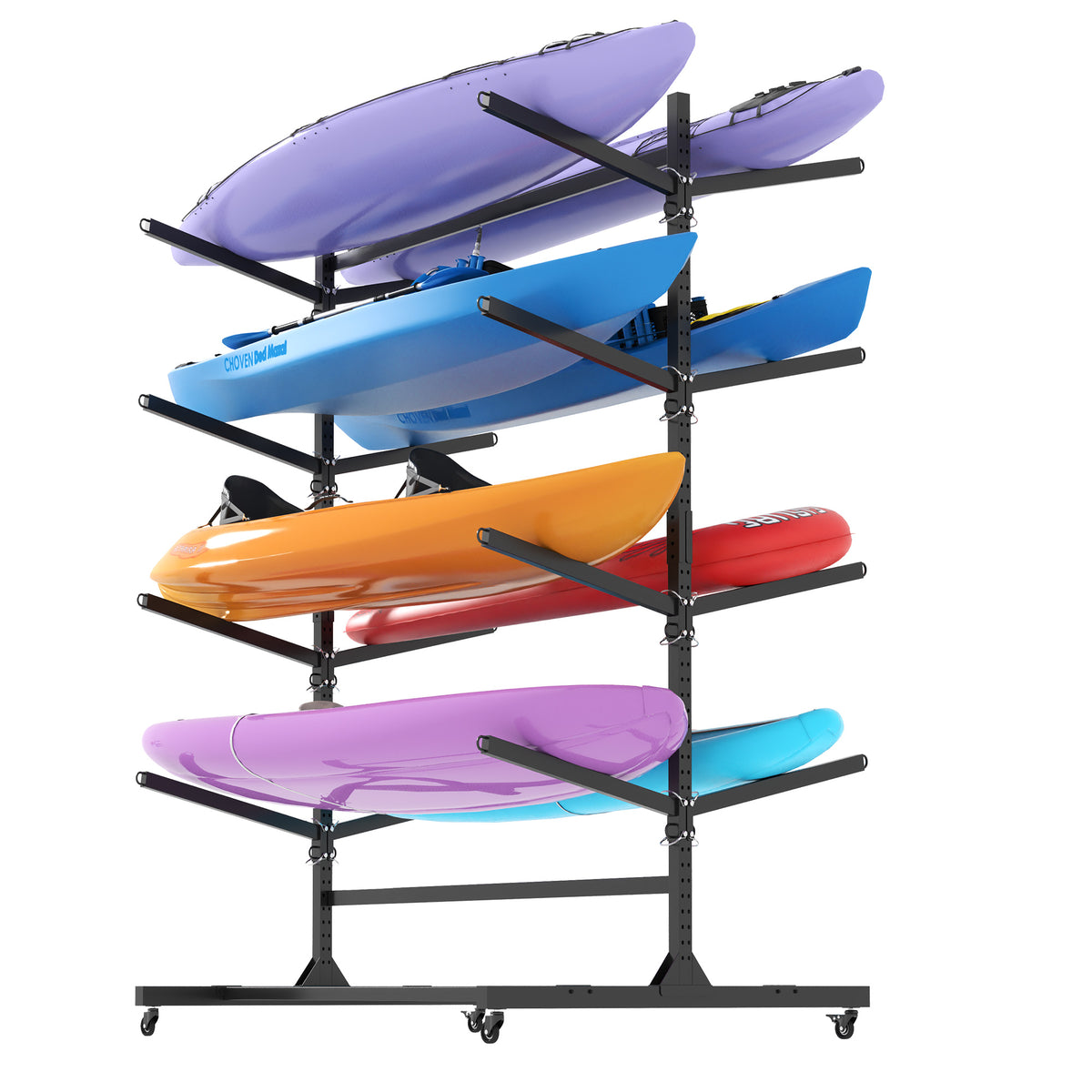82 H Kayak Storage Rack, Heavy Duty Freestanding Kayak Storage Rack -Adjustable 8 Kayak Stand With Wheels For Garage, Indoor & Outdoor Use, 58 Dx45.9 Wx82.3 H — product image 2