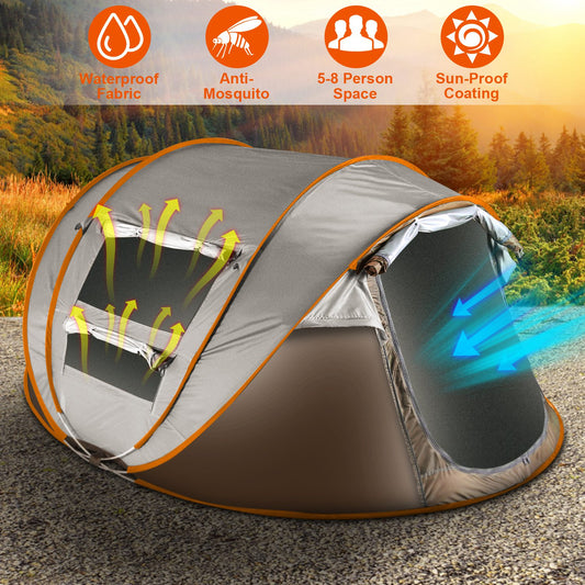 1Pc 5-8 Person Tent Automatic Setup Camping Tent Waterproof Instant Setup Tent With 4 Mosquito Net Windows Carrying Bag For Hiking Climbing Adventure Fishing — product image 1