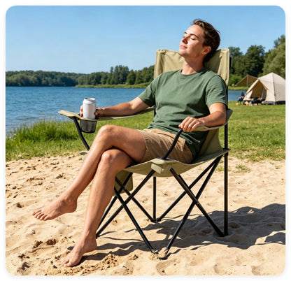 Folding Camping Chair, Heavy-Duty Metal Frame Portable Outdoor Chair with Cup Holder, Insulated Cooler Bag & Side Pocket for Camping Fishing Beach — product image 6