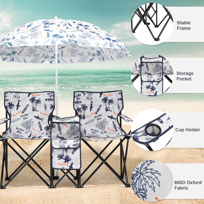 59x19.6x31in, Coconut Tree Pattern, Fishing Chair With Parasol, Camping Chairs — product image 1