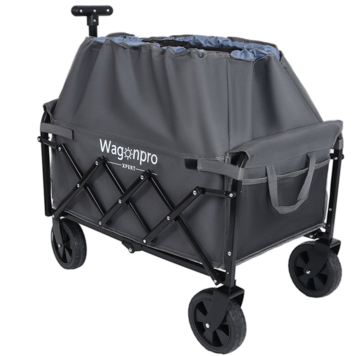 Expandable Dual- Layer Utility Wagon With Extra Space - 225lbs Grocery Cart For Camping Shopping Sports Gardening Fishing Gray — product image 11