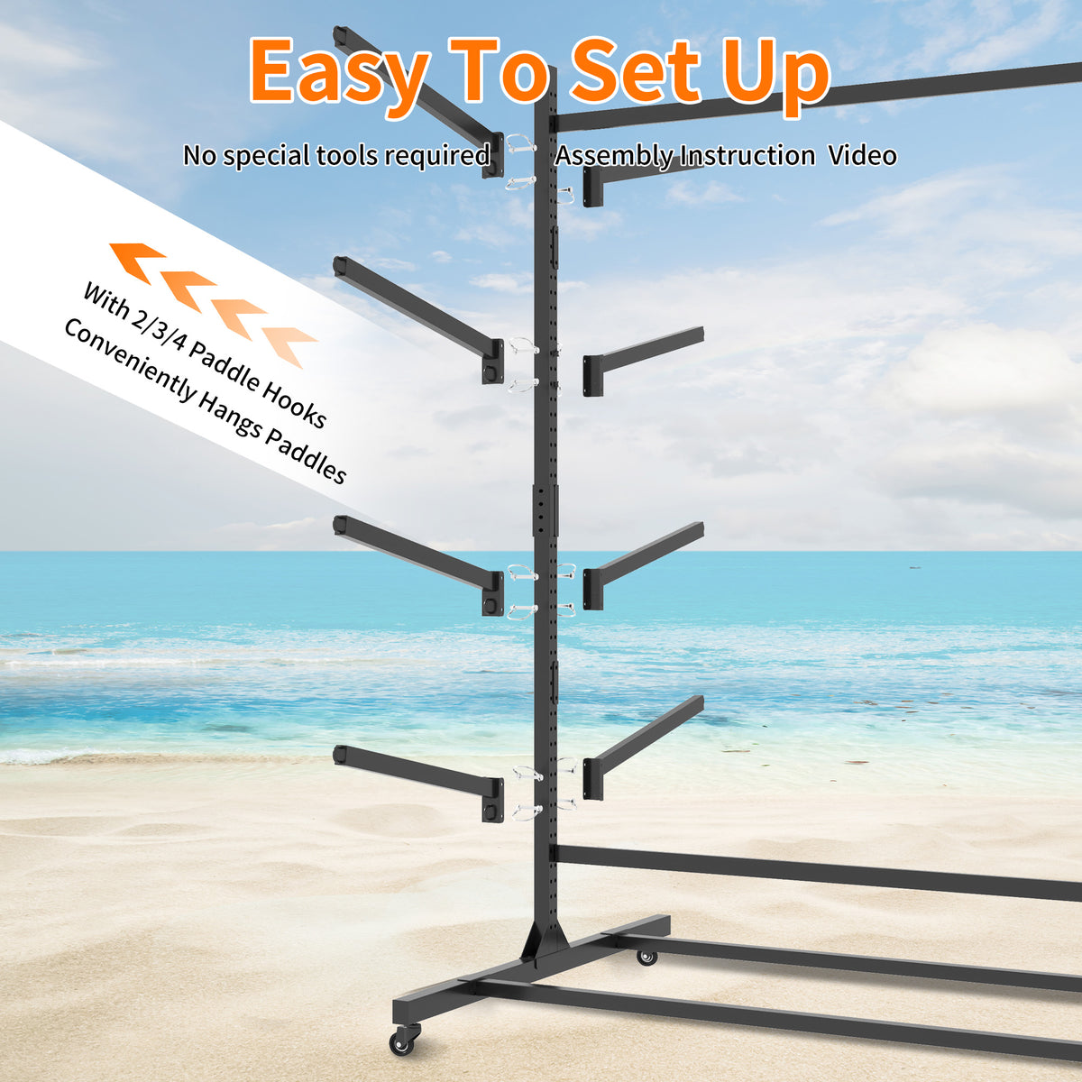 82 H Kayak Storage Rack, Heavy Duty Freestanding Kayak Storage Rack -Adjustable 8 Kayak Stand With Wheels For Garage, Indoor & Outdoor Use, 58 Dx45.9 Wx82.3 H — product image 7