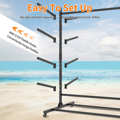 82 H Kayak Storage Rack, Heavy Duty Freestanding Kayak Storage Rack -Adjustable 8 Kayak Stand With Wheels For Garage, Indoor & Outdoor Use, 58 Dx45.9 Wx82.3 H — product image 7