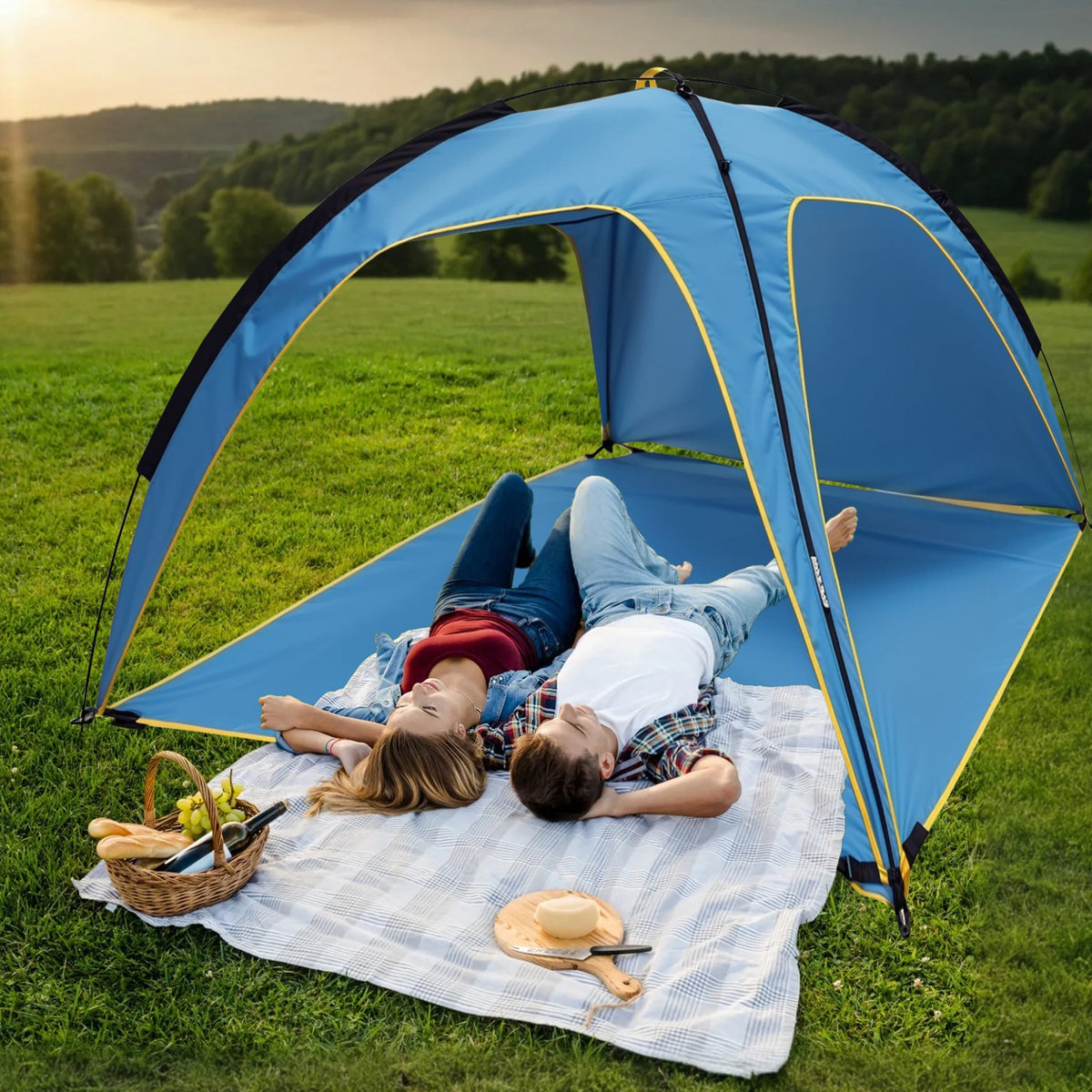 1Pc 4-6 Person Beach Tent Canopy With 3 Door Openings Carry Bag UPF50 Waterproof For Beach Picnic Camping Hiking Adventure Fishing — product image 12