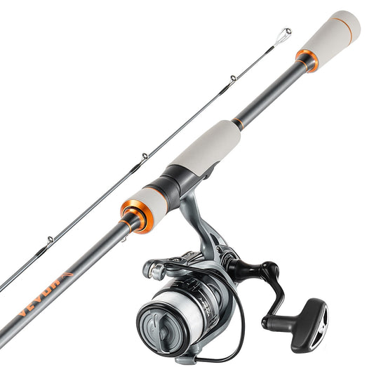 Rod And Fishing Reel Combo, IM6 Fiberglass & Carbon Fiber Spinning Rod And Reel Combo, Bass Fishing Pole With 6.5 Ft Two-Piece Rods, 6+1 Ball Bearings, Stainless Steel Guides With Ceramic Rings — product image 1