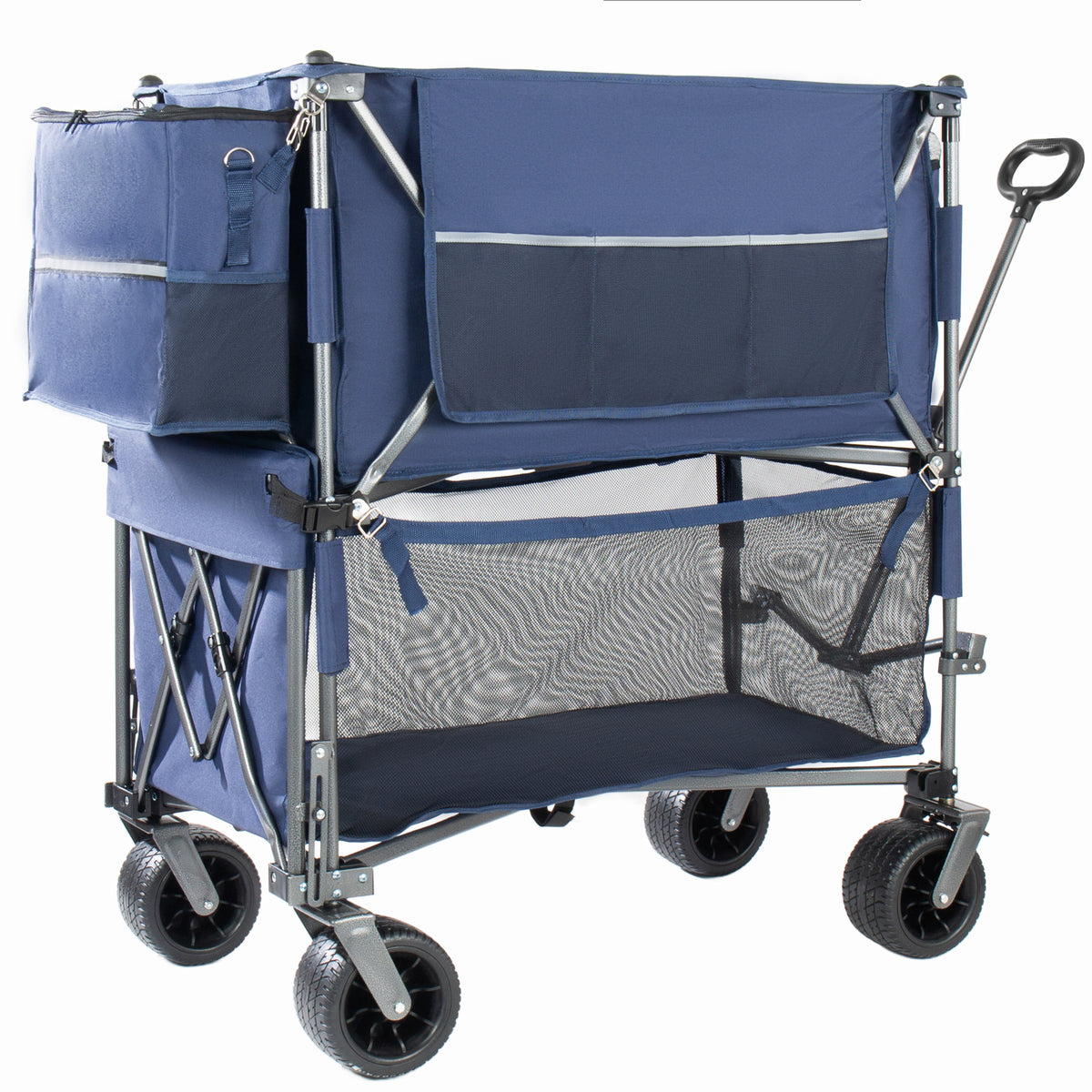 55 Heavy Duty Double- Layer Wagon With Brakes 560LBS Double Decker Wagon 650L Collapsible Wagons Carts With 7 X4 All- Terrain Wheels For Sports Camping Fishing Transport Dark Blue — product image 8