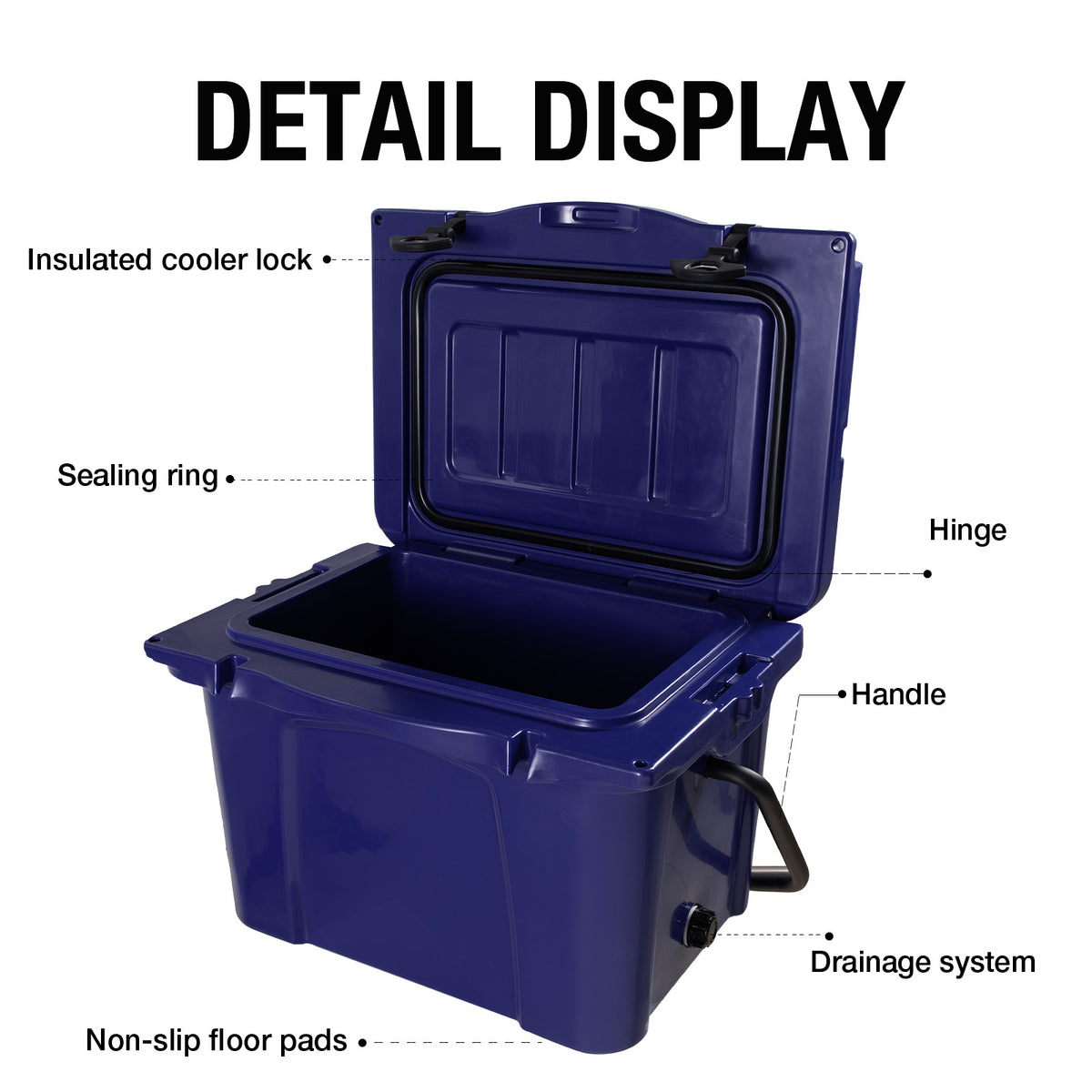 25QT Portable Cooler, Insulated Hard Cooler With Bottle Opener, Cup Holder, Forming Ruler, Travel, Beach, Camping, Fishing — product image 5