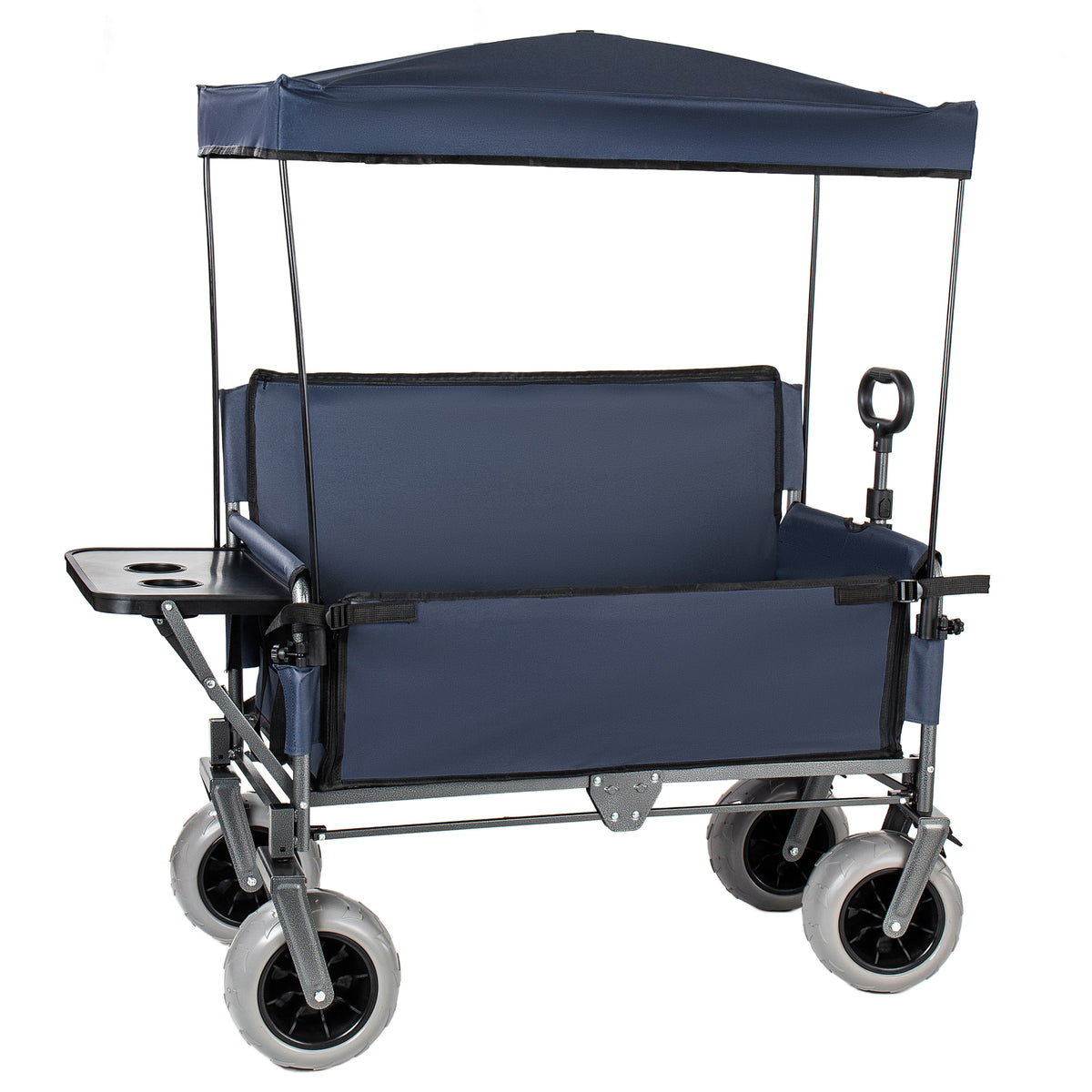 3-in-1 Collapsible Wagon Converts To Bench Convertible Folding Wagon Cart With Canopy &Rear-Mounted Folding Tabletop 500lbs Heavy-Duty 180L Capacity For Camping Beach Garden Fishing Dark Blue — product image 8