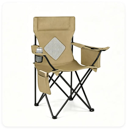 Folding Camping Chair, Heavy-Duty Metal Frame Portable Outdoor Chair with Cup Holder, Insulated Cooler Bag & Side Pocket for Camping Fishing Beach — product image 5