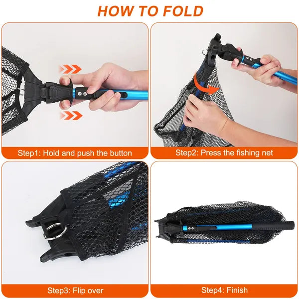 Foldable Fishing Net With Aluminum Alloy Rod EVA Handle Durable 5MM Hexagonal Nano Coating Nylon Mesh Collapsible Landing Net Safe Fish Catching Or Releasing — product image 4