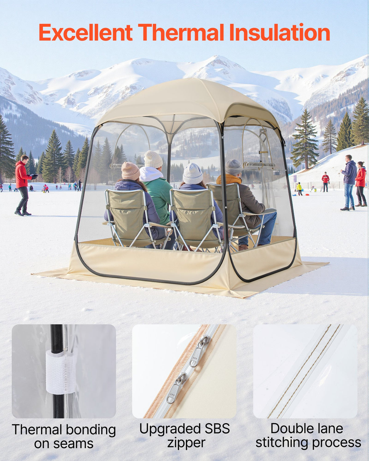 Pop Up Sports Tent, 63x63 In Clear Bubble Tent For 2-4 Persons, Waterproof Outdoor Pod With Floor Mat & Top Cover, Garden Igloo Dome Tents Camping Shelter For Events Fishing Cheering — product image 5