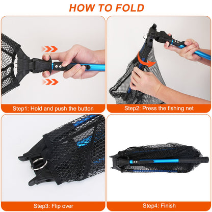 1Pc Foldable Fishing Net For Summer With Aluminum Alloy Rod EVA Handle Durable 5MM Hexagonal Nano Coating Nylon Mesh Collapsible Landing Net Safe Fish Catching Or Releasing — product image 6