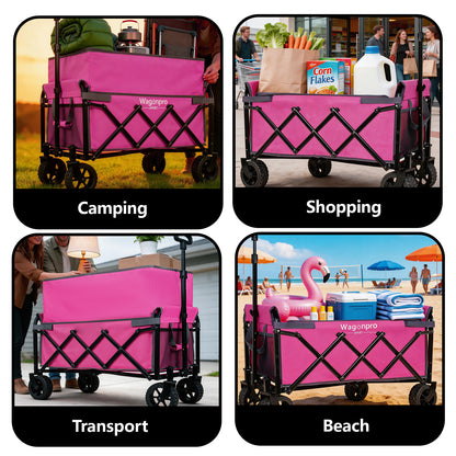 Upgraded 5x2 Wide Wheels- Expandable Dual- Layer Utility Wagon With Extra Space 220lbs Capacity Grocery Cart For Camping Shopping Sports Gardening Fishing — product image 3