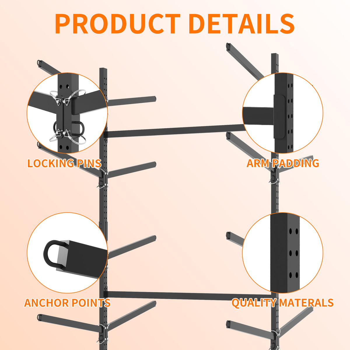 82 H Kayak Storage Rack, Heavy Duty Freestanding Kayak Storage Rack -Adjustable 8 Kayak Stand With Wheels For Garage, Indoor & Outdoor Use, 58 Dx45.9 Wx82.3 H — product image 8