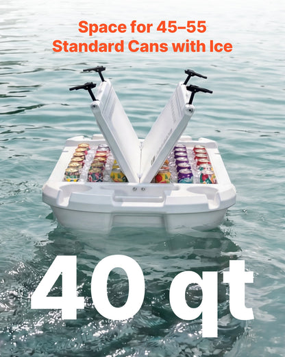 Floating Cooler, 40 QT Floating Ice Chest With Dry Storage & Tow Rope, Premium LLDPE Amphibious Drink Cooler For Water & Land, Cruise Smoothly Stable On Lake, River, Pool, Beach, Kayak, White — product image 4