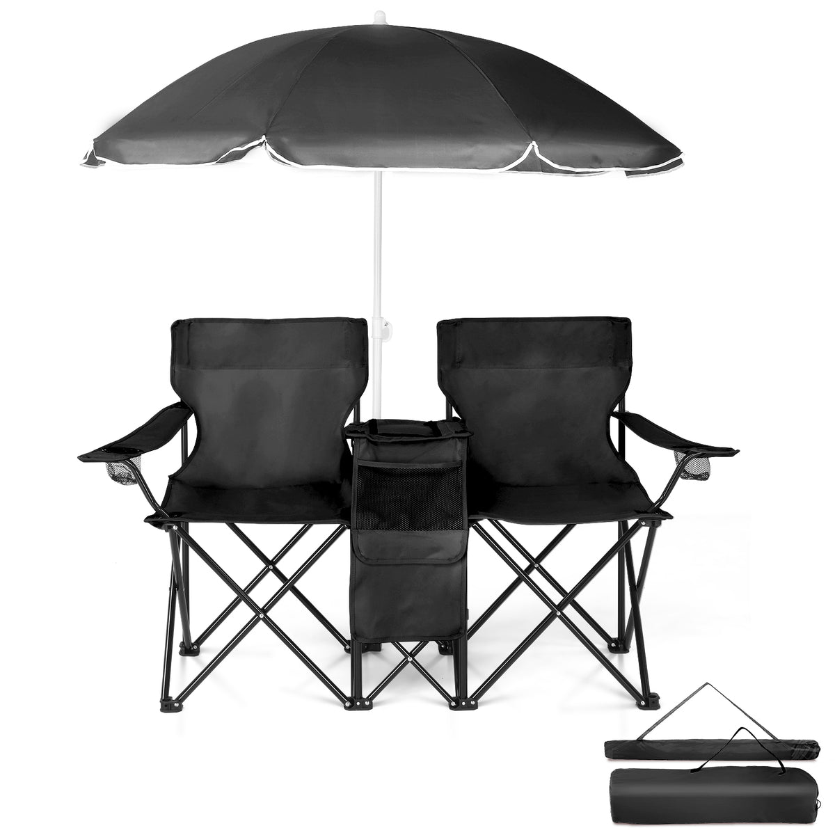 Black Fishing Chair Iron Bracket Oxford Cloth 85kg With Sunshade — product image 22
