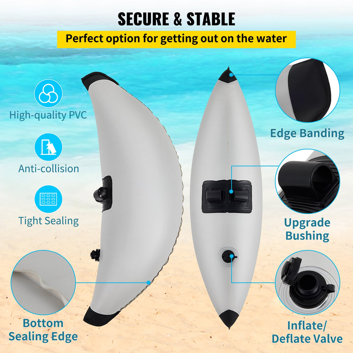 Kayak Outrigger Stabilizers, 2 PCS, PVC Inflatable Outrigger Float With Sidekick Arms Rod, Standing Float Stabilizer System Kit For Kayaks, Canoes, Fishing Boats — product image 3